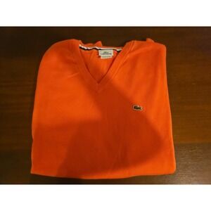 IZOD Lacoste Orange Mens V Neck Cotton Size 9 4X See measurements in Photos
